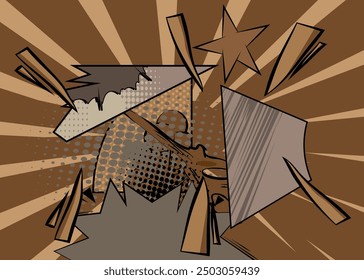 Fondo gris y marrón de la historieta, telón de fondo del cómic. Diseño de arte pop de cómics de Vector retro.