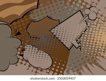 Cartoon gray and brown background, comic book backdrop. Retro vector comics pop art design.