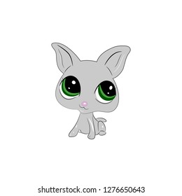 Cartoon gray cat. Vector illustration on white background.