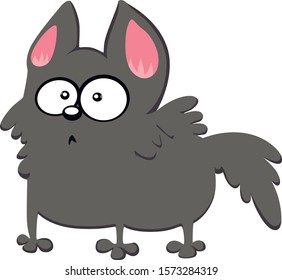 Cartoon gray cat vector illustration. Cute gray cat look at you.