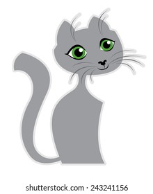 Cartoon gray cat - vector illustration