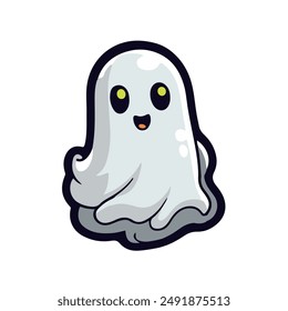 Caricatura gris personaje fantasma lindo divertido halloween