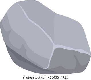 Cartoon gray cobblestone resting on a white background, symbolizing themes of construction, geology, and nature, while showcasing its solid, rough texture and durable qualities
