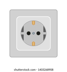 Cartoon gray F type electric socket. Euro standard. Electricity themed vector illustration for icon, stamp, label, certificate, brochure, gift card, poster or banner background decoration