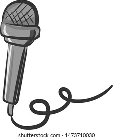 A Cartoon Of A Gray Microphone, Vector, Color Drawing Or Illustration.