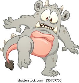 Cartoon gray monster. Vector clip art illustration with simple gradients. All in a single layer.