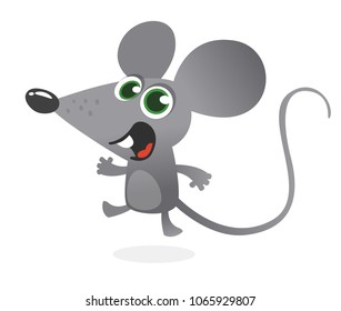 Cartoon gray mouse talking. Vector illustration isolated