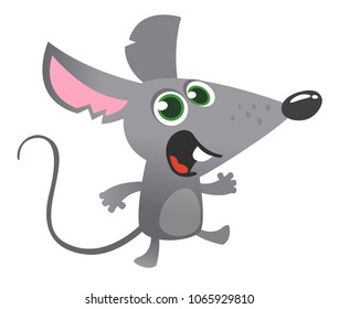 Cartoon gray mouse talking. Vector illustration isolated. Great for decoration or sticker design