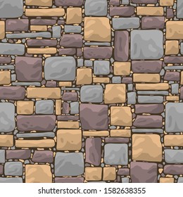 Cartoon Gray Stone Wall Texture Background Card Closeup View Concept Flat Design for Ad. Vector illustration
