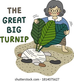 Cartoon of the great big turnip and old people. Simple cute hand draw line vector and minimal icons flat style character illustration.