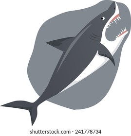 Cartoon great white shark with it's mouth open