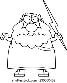 A cartoon Greek god with an angry expression.