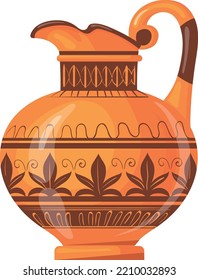 Cartoon greek jug. Ancient ceramic pottery icon isolated on white background