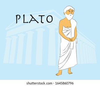 Cartoon of greek philosopher Plato. Philosophy.