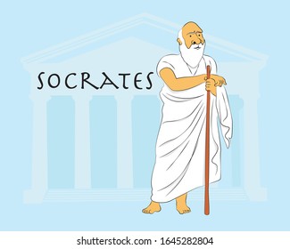 Cartoon of greek philosopher Socrates. Philosophy.