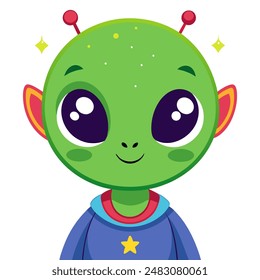 Cartoon of a green alien with a star on his chest