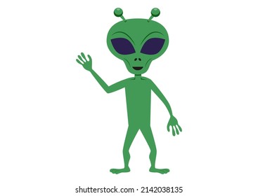 Cartoon green alien. Vector illustration of aliens isolated on a white background