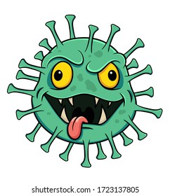 cartoon green angry coronovirus vector isolated on white background