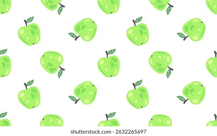 Cartoon green apple seamless pattern