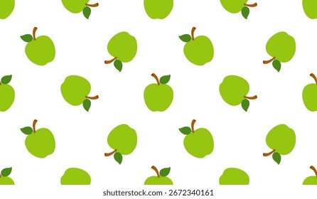 Patrón transparente de manzana verde de dibujos animados