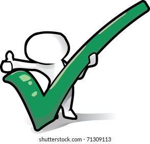 cartoon green approving sign vector illustration isolated