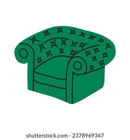 Dibujo Icono verde Sillón Icono Interior Mobiliario Concepto Estilo de diseño plano aislado en un fondo blanco. Ilustración del vector