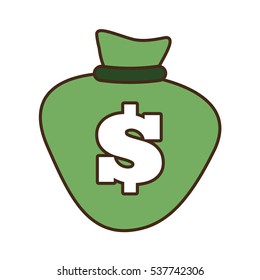 cartoon green bag money dollar cash vector illustration eps 10