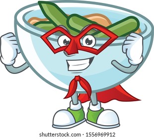 Cartoon green beans casserole in super hero character