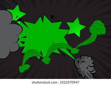 Fondo verde y negro de la historieta, telón de fondo del cómic. Diseño de arte pop de cómics de Vector retro.