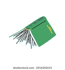 Cartoon Green Book Open View Concept Flat Design Style Isolated on a White Background. Vector illustration