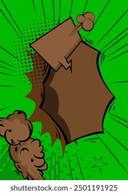 Fondo verde y marrón de la historieta, telón de fondo del cómic. Diseño de arte pop de cómics de Vector retro.