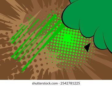 Cartoon auf grünem und braunem Hintergrund, Comic-Hintergrund. Retro Vektor Comics Pop Art Design.