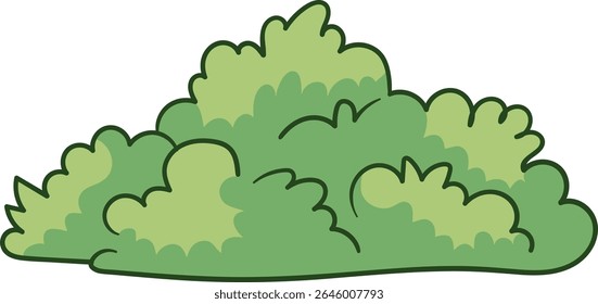 Cartoon green bush with layered rounded leaves illustration