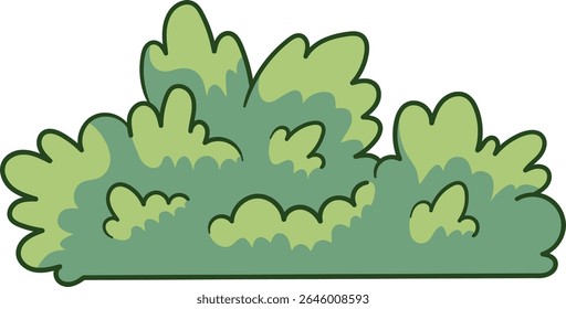 Cartoon arbusto verde com alto e curvo formas folhosas ilustração