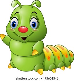 Cartoon green caterpillar