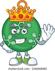 Cartoon green christmas ball with mascot king