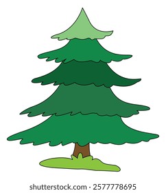 Cartoon Green Christmas Tree vector illustration