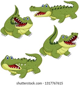 Cartoon green crocodile collection set