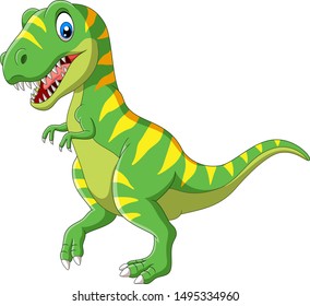 Cartoon green dinosaur on white background