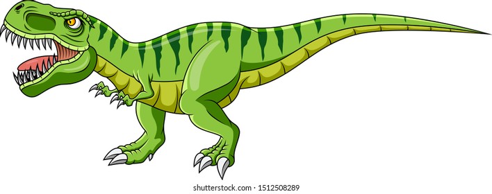 Cartoon green dinosaur on white background