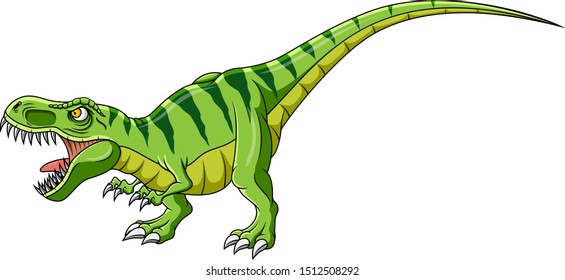 Cartoon green dinosaur on white background