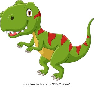 Cartoon green dinosaur on white background