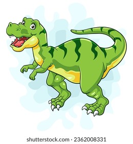 Cartoon green dinosaur on white background