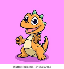 Cartoon green dinosaur vector illustration 