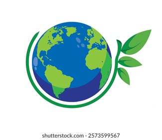 Cartoon green earth vector icon. Earth, icon, green, illustration, cartoon, ecology, environment.  Can use for infographic, banner, poster, web design. Vector isolated on white background