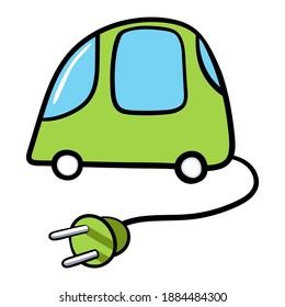 Cartoon Green Electric car illustration