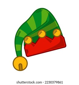 Cartoon green Elf hat illustration. EPS 10 vector