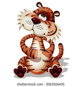 Cartoon Green Eyed Funny Tiger
