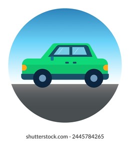 Cartoon green family car icon vector