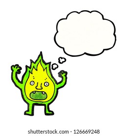 llama verde de dibujos animados